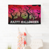 Begraafplaats zwart, rood, olijfgroen Halloween Spandoek (Insitu)