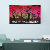 Begraafplaats zwart, rood, olijfgroen Halloween Spandoek (Beurs)