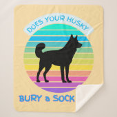 Begraaft uw Husky een sok te retro Sunset perzik Sherpa Deken (Voorkant)