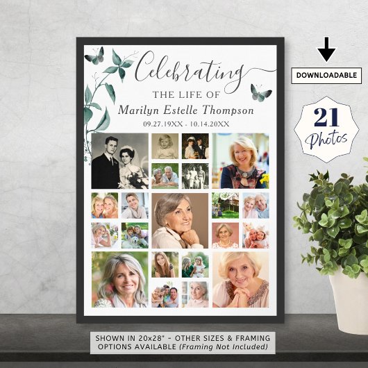 Begrafenis 21 Fotocollage Botanische Vlinder Poster