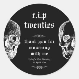 Begrafenis 30e RIP Twintigers 20s Grappige Schedel Ronde Sticker
