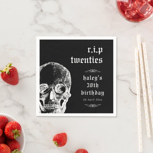 Begrafenis 30th RIP Twenties 20s Grappige schedel Servet (Insitu)