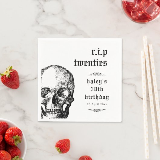 Begrafenis 30th RIP Twenties 20s Grappige schedel Servet (Insitu)
