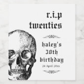 Begrafenis 30th RIP Twenties 20s Grappige schedel  Wijn Etiket (Enkel label)