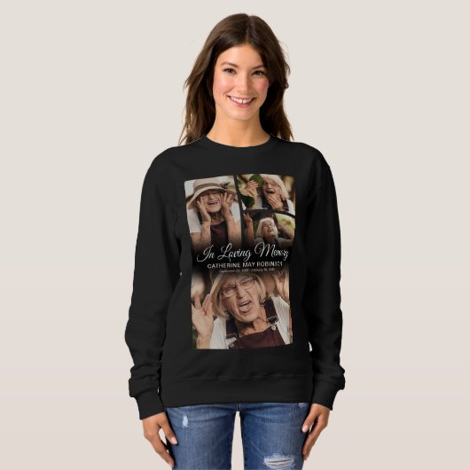 Begrafenis 4 foto in liefdevolle herinnering trui (Voorkant volledig)