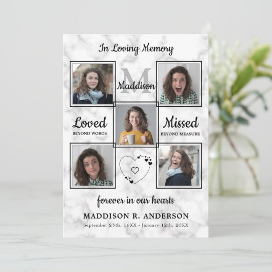 begrafenis 5 Foto's herdenking van het leven Kaart (Staand voorkant)