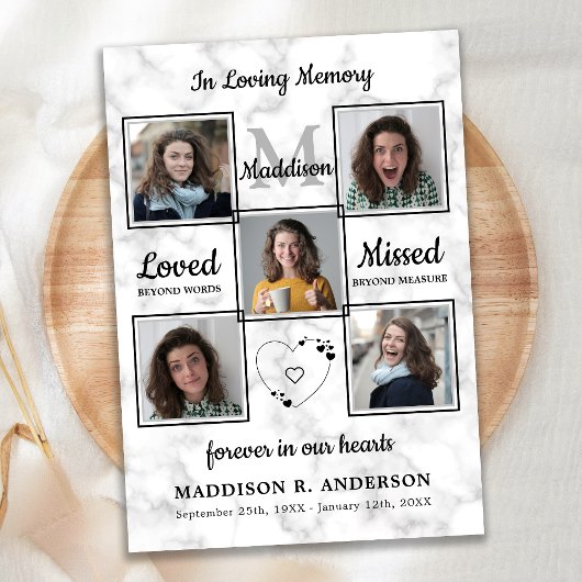 begrafenis 5 Foto's herdenking van het leven Kaart