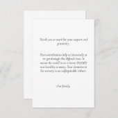 Begrafenis bedankbriefjes voor donaties kaart (Voorkant / Achterkant)