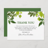 begrafenis bedankje | Groene bladeren Bedankkaart (Voorkant / Achterkant)