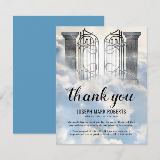 Begrafenis bedankje Opmerking | Poorten van de hem Notitiekaartje (Voorkant / Achterkant)