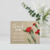 Begrafenis bedankje Opmerking | rode anjers Bedankkaart (Staand voorkant)