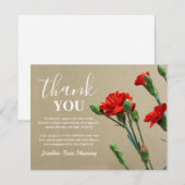 Begrafenis bedankje Opmerking | rode anjers Bedankkaart (Voorkant / Achterkant)