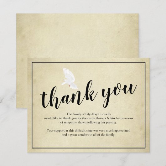 Begrafenis bedankje Opmerking |  rouw Bedankkaart (Voorkant / Achterkant)