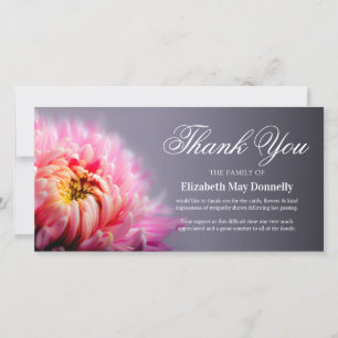 Begrafenis bedankje Opmerking   Roze chrysanten Kaart