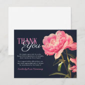 Begrafenis bedankje Opmerking | Roze pioenroos blo Bedankkaart (Voorkant / Achterkant)