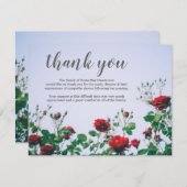 Begrafenis bedankje Opmerking | Sympathy Red Roses Bedankkaart (Voorkant / Achterkant)
