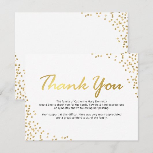 Begrafenis bedankje Opmerking | witgouden glamour Bedankkaart (Voorkant / Achterkant)