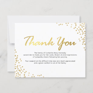Begrafenis bedankje Opmerking   witgouden glamour Bedankkaart
