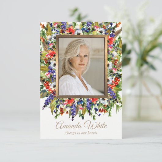 Begrafenis bedankjes klein | Bosbloemen Bedankkaart (Staand voorkant)