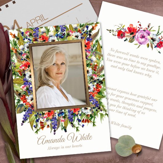 Begrafenis bedankjes klein | Bosbloemen Bedankkaart