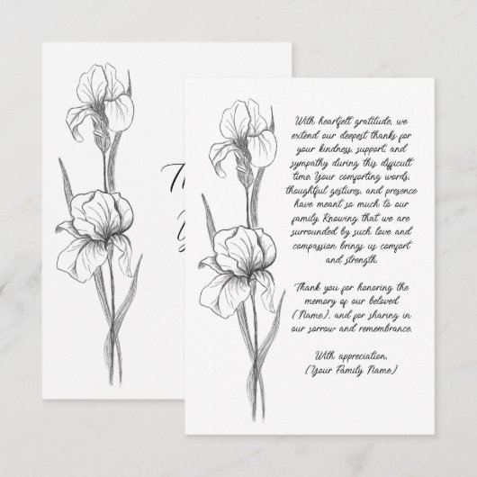 begrafenis bedankkaart (Voorkant / Achterkant)