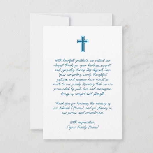 Begrafenis bedankkaart met kruis (Voorkant)