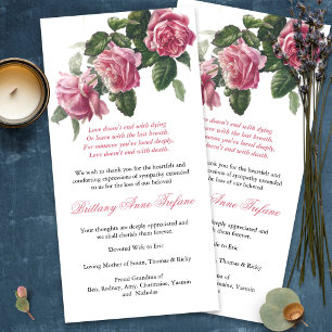 Begrafenis bedankkaarten   Antiek thee Roos 3 Bedankkaart