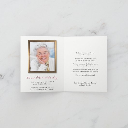 Begrafenis bedankkaarten | Antiek thee Roos Bedankkaart (Binnen)