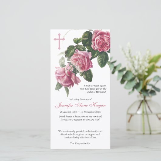 Begrafenis bedankkaarten | Antiek Thee Roos & Krui Bedankkaart (Staand voorkant)