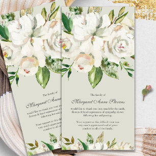 Begrafenis bedankkaarten   Antiek witte roos Bedankkaart