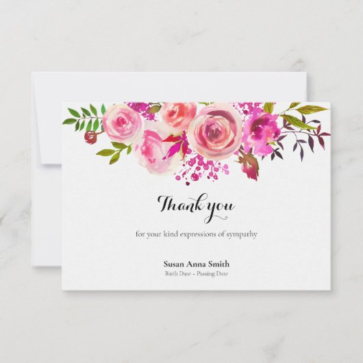 Begrafenis bedankkaarten | Augustus Rozen Bedankkaart (Voorkant)