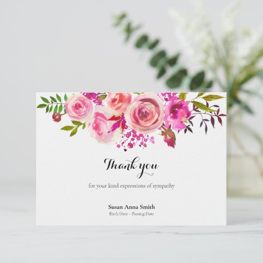 Begrafenis bedankkaarten | Augustus Rozen Bedankkaart (Staand voorkant)