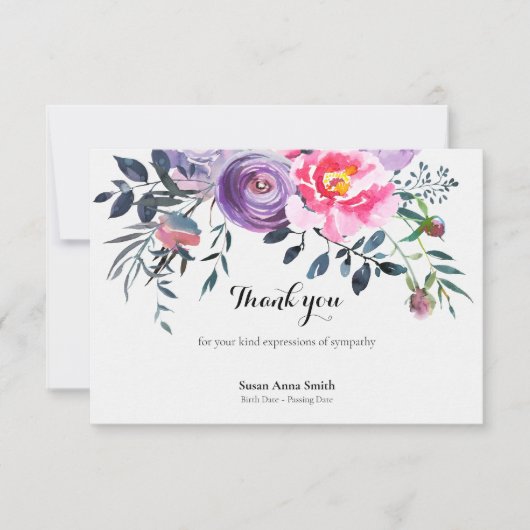 Begrafenis bedankkaarten | Blush & Grey Bedankkaart (Voorkant)