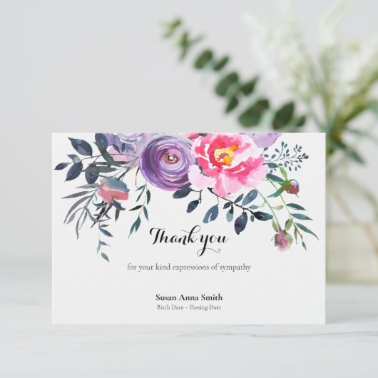 Begrafenis bedankkaarten | Blush & Grey Bedankkaart (Staand voorkant)