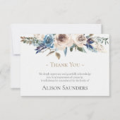 Begrafenis bedankkaarten | Botanisch Beige & Blauw Bedankkaart (Voorkant)