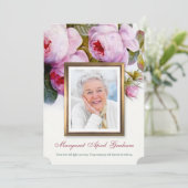 Begrafenis bedankkaarten | Botanische bloemen roze Kaart (Staand voorkant)