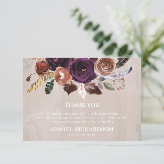 Begrafenis bedankkaarten | Butterum en pruimen Bedankkaart (Staand voorkant)