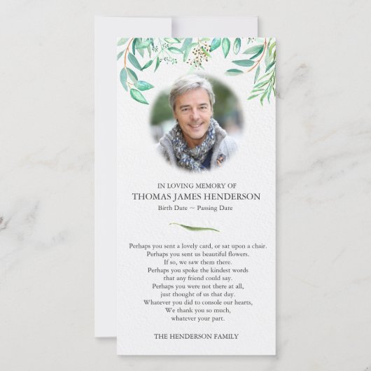 Begrafenis bedankkaarten | Eucalyptus Bedankkaart (Voorkant)