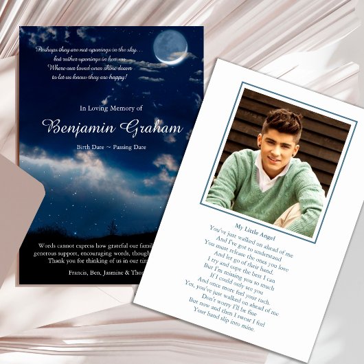 Begrafenis bedankkaarten | Hemelse sterren Kaart