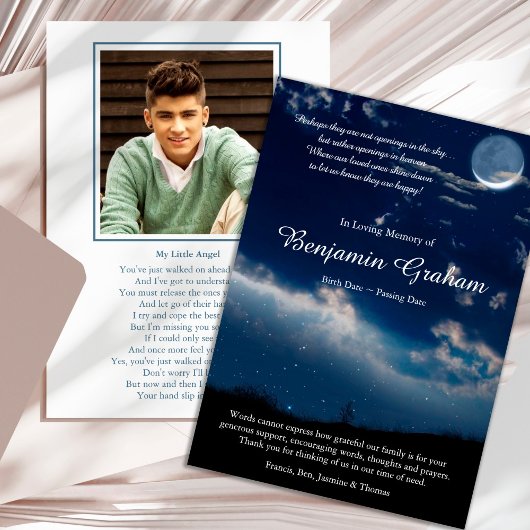 Begrafenis bedankkaarten | Hemelse sterren Kaart