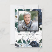 Begrafenis bedankkaarten | Navy Peony Bedankkaart (Voorkant)