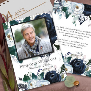 Begrafenis bedankkaarten   Navy Peony Bedankkaart