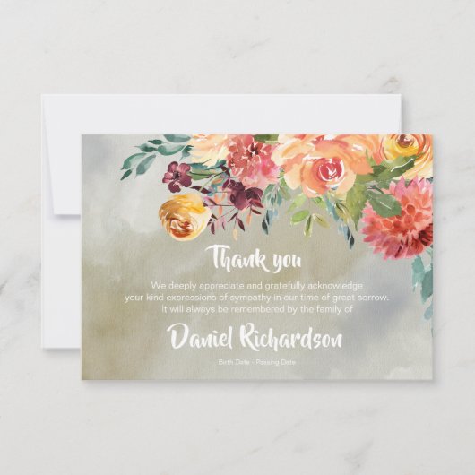 Begrafenis bedankkaarten | Paprika Florals Bedankkaart (Voorkant)