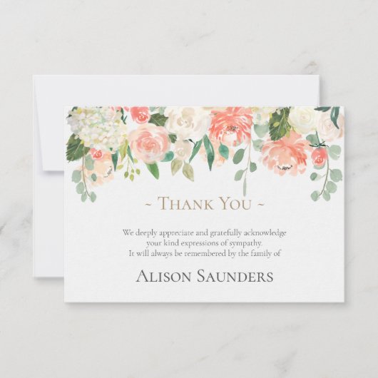 Begrafenis bedankkaarten | Perziken & Crème Bloeme Bedankkaart (Voorkant)