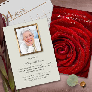 Begrafenis bedankkaarten   Red Rose Bedankkaart