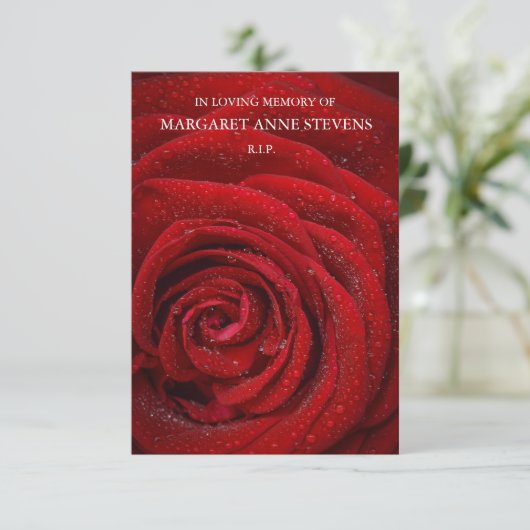 Begrafenis bedankkaarten | Red Rose Bedankkaart (Staand voorkant)