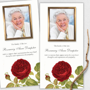 Begrafenis bedankkaarten   Red Rose & Foto Bedankkaart
