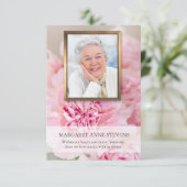 Begrafenis bedankkaarten |  roze pioen 5 bedankkaart (Staand voorkant)