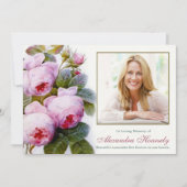 Begrafenis bedankkaarten | Roze Rozen Kaart (Voorkant)