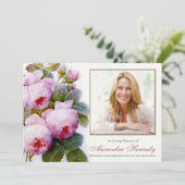 Begrafenis bedankkaarten | Roze Rozen Kaart (Staand voorkant)